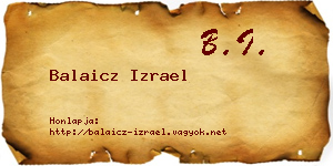 Balaicz Izrael névjegykártya